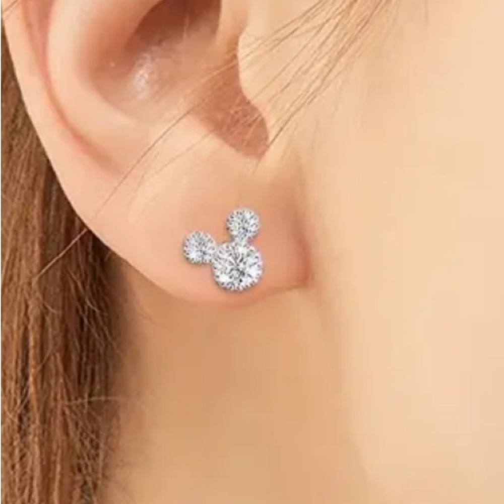 Rhinestone Mickey Mouse Earrings. New.